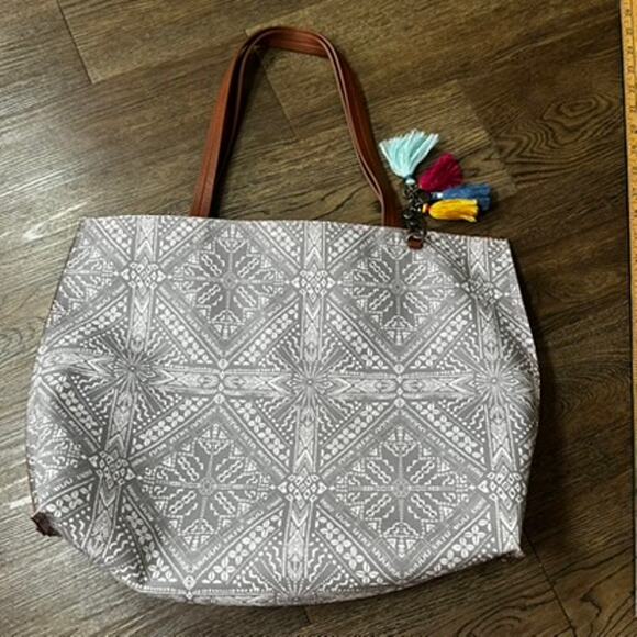 THE SAK Hasley Happy & Free Gray Shadow Tote Purse Batik Boho - Picture 12 of 16